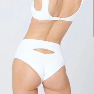 L*Space High Waisted White Luka Bikini Bottom Size XL NWT